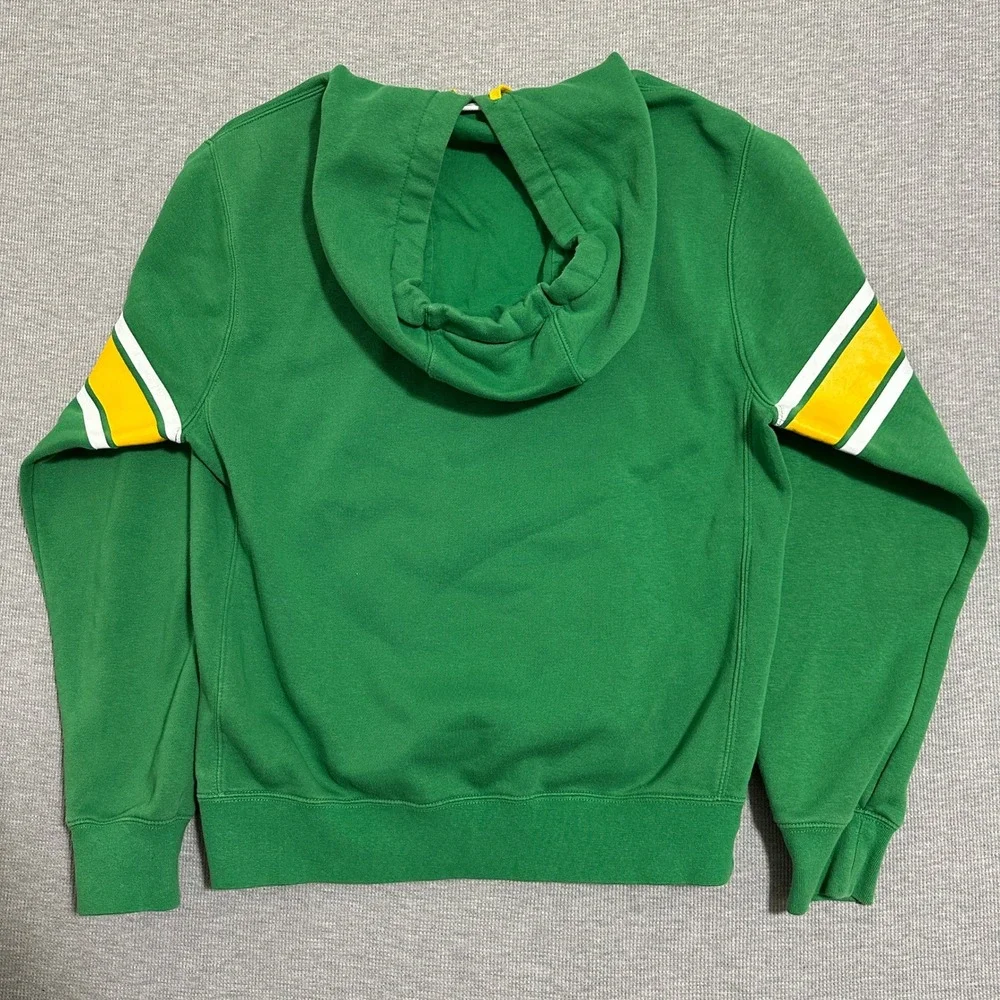 Nike Oregon Ducks Hoodie Pullover Puffy Logo Sweatshirt Green Yellow Mens Small